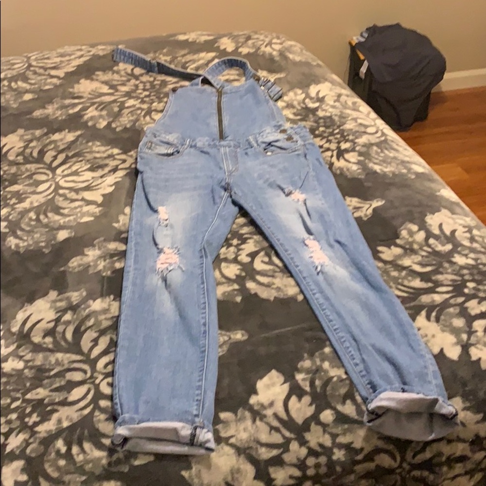 Ripped Jean Overalls